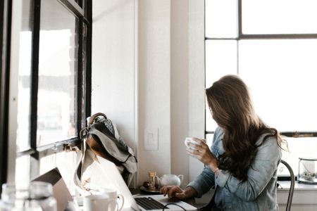 Woman working at a coffee shop